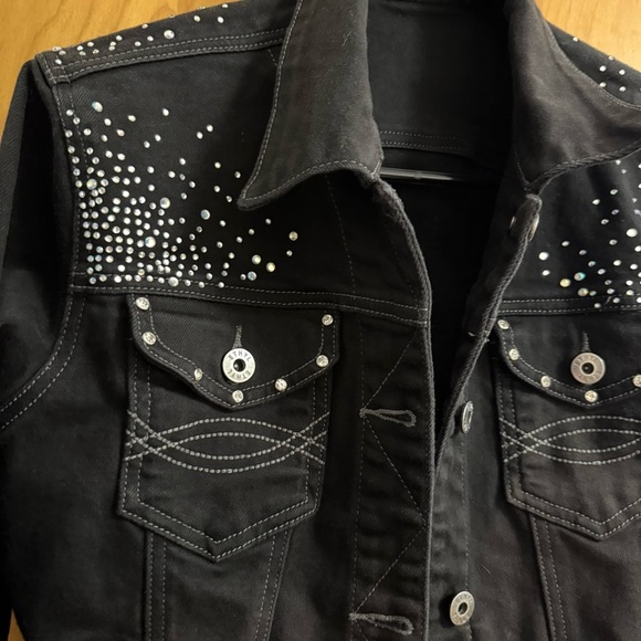 Ethyl Vintage Studded Black Women's Jean Jacket Size Small - Picture 4 of 8